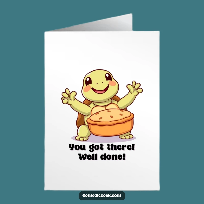 Free Printable Congrats Card: Turtle's Pie Win, Funny Downloadable Achievement Greeting