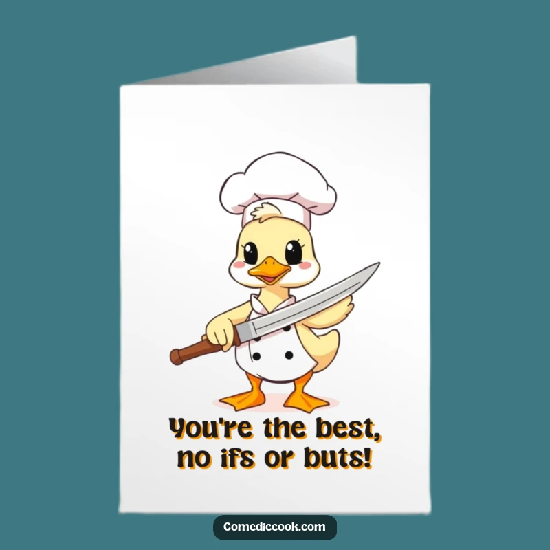 Free Printable Duck Chef Congratulations Card: Spatula Warrior Downloadable