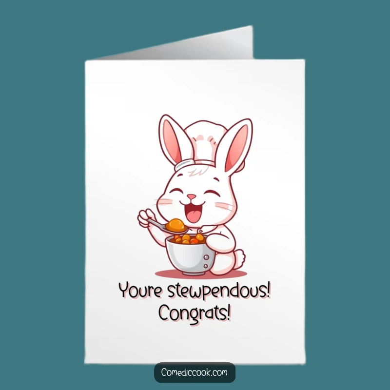 Free Printable Rabbit Chef Congrats Card: Funny Downloadable Gift for Tastemakers