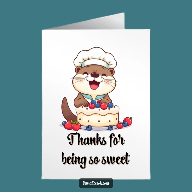 Free Printable Otter Chef Thank You Card - Sweetly Decorated Fun Downloadable Gift