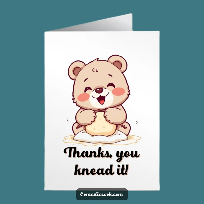 Free Printable Thank You Card: Bear's Floury Thanks, Sweet Gratitude, Downloadable