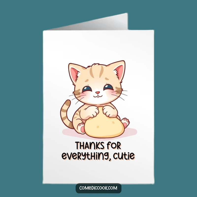 Free Printable Thank You Card: Kitten's Doughy Thanks, Funny Downloadable Cute Gratitude