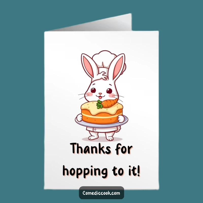 Funny Free Printable Rabbit Thank You Card: Presenting Thanks with Cake, a Downloadable Gift