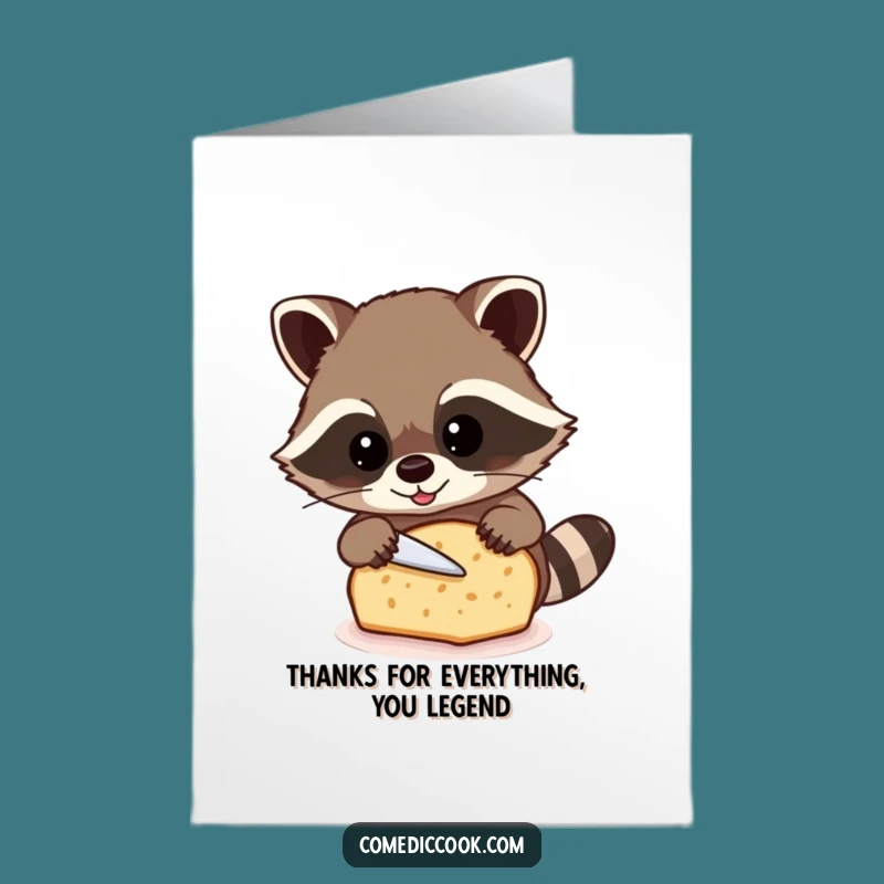 Free Printable Thank You Card: Raccoon Baker's Gift, Funny Downloadable Bread Gratitude