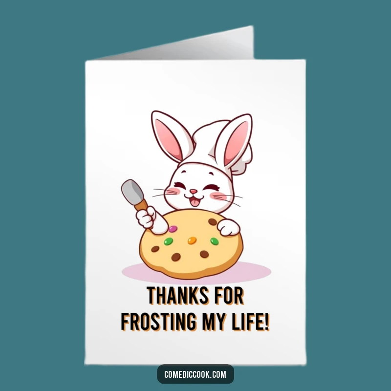 Free Printable Thank You Card: Funny Kawaii Rabbit Chef Cookie Gratitude