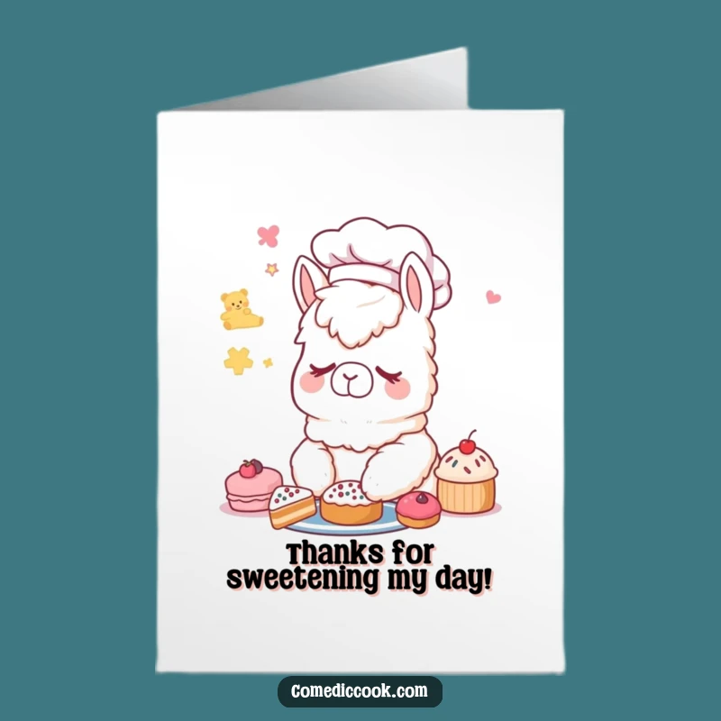 Free Printable Alpaca Chef Thank You Card: Funny Dreamy Baker Gift, Downloadable & Print at Home