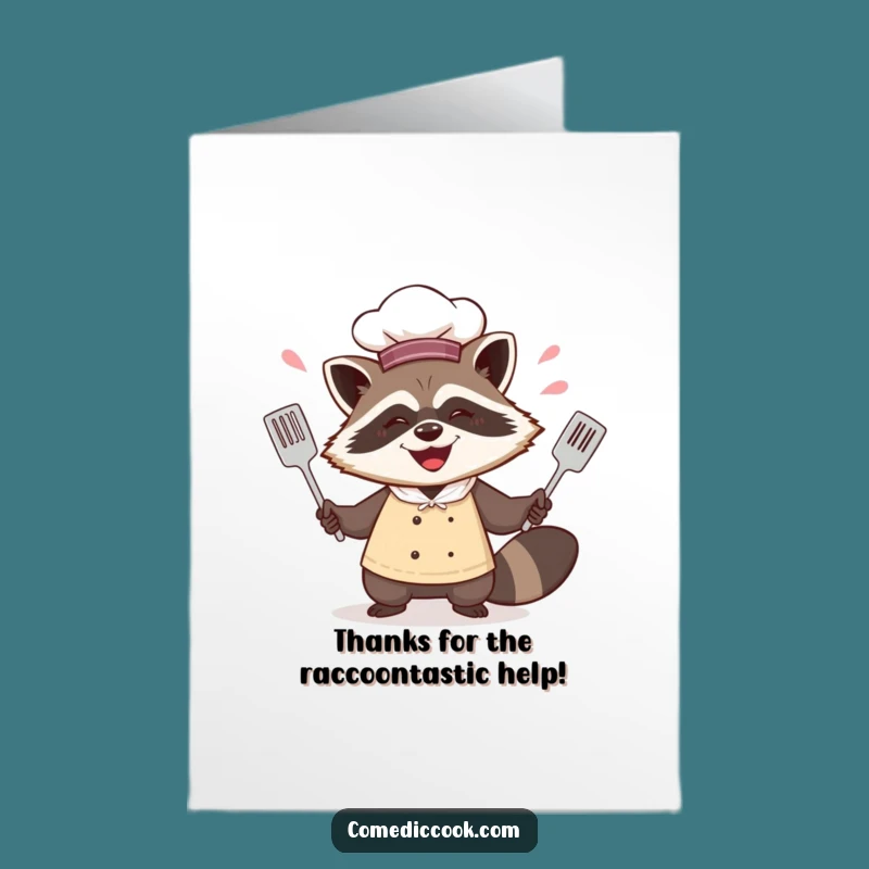 Free Printable Raccoon Chef Thank You Card Playful Thanks Downloadable Gift