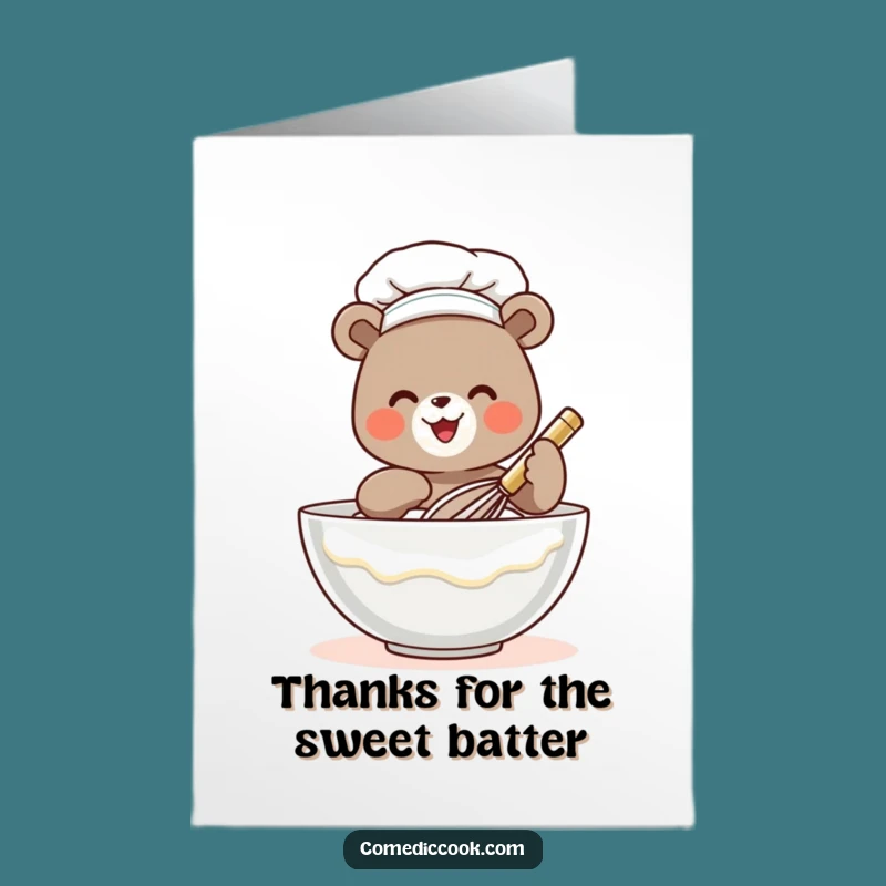 Free Printable Thank You Card: Funny Bear Chef, Expressing Gratitude, Downloadable Gift