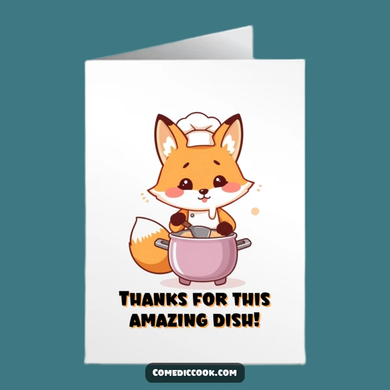 Free Printable Kawaii Fox Chef Thank You Card - Adorable Downloadable Gratitude!