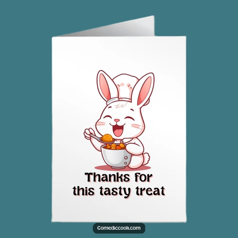 Free Printable Rabbit Chef Thank You Card: Funny Downloadable Gift of Gratitude