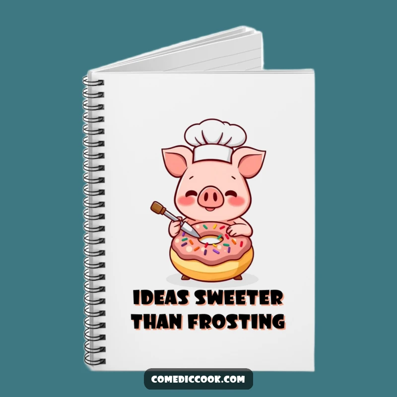 Funny Kawaii Pig Chef Notebook - Happy Donut Decorator Journal, Perfect Funny Gift