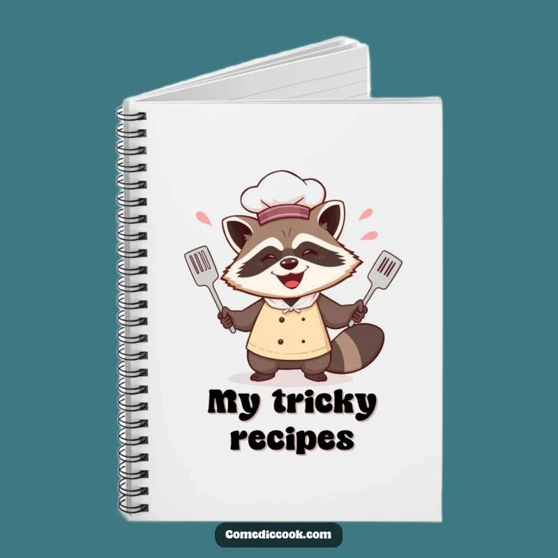 Funny Raccoon Chef Juggling Spatulas Notebook - Jot Down Your Tricks!