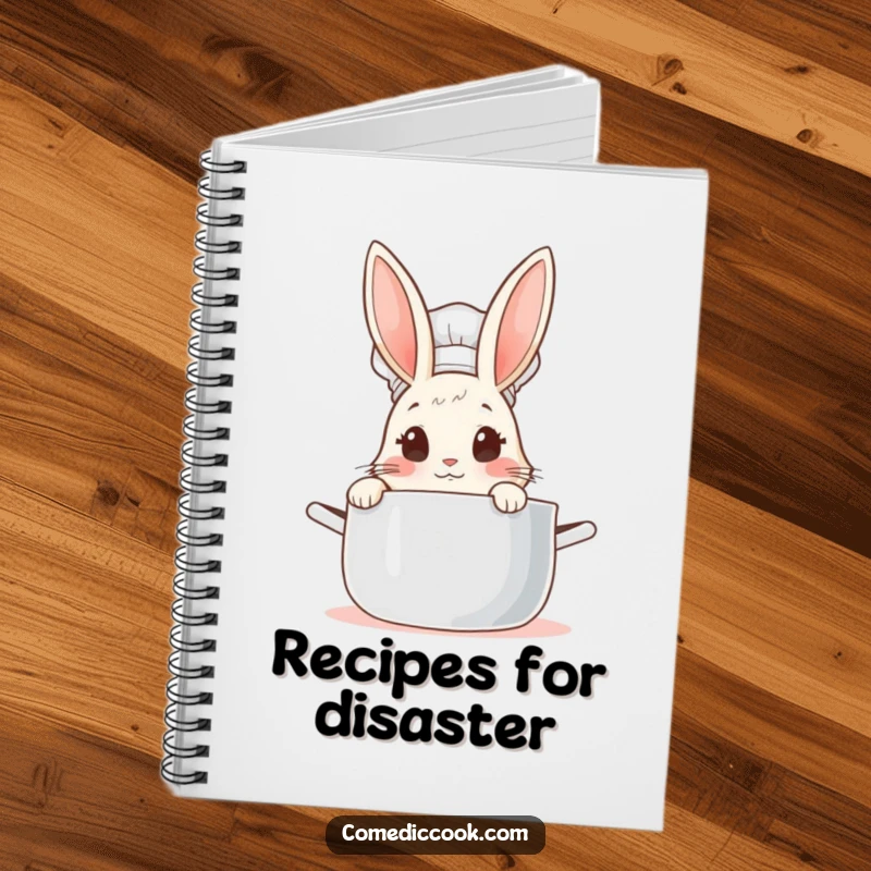 Funny Rabbit Chef Notebook: Cute bunny chef peeking into a steaming pot, ideal for jotting down kitchen ideas.