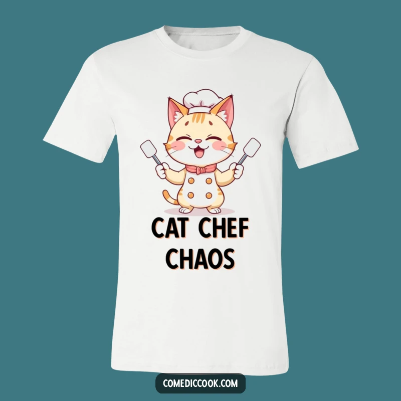 Funny Cat Chef T-Shirt: Juggling Kitchen Fun