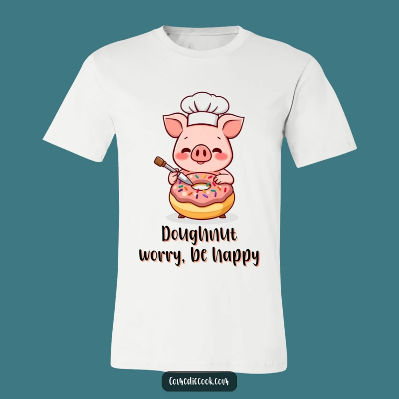 Funny Kawaii Pig Chef T-Shirt - Happy Donut Decorator Apparel, Ideal Funny Gift