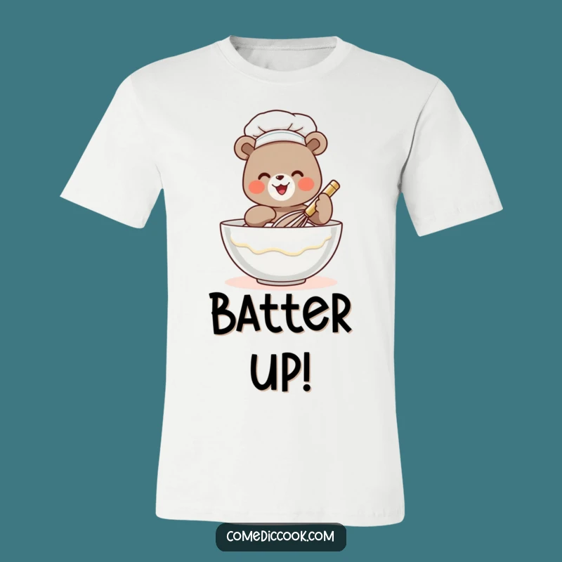 Funny Bear Chef T-Shirt: Tiny Chef Whisking Batter, Hilarious Foodie Apparel, Great Funny Gift!