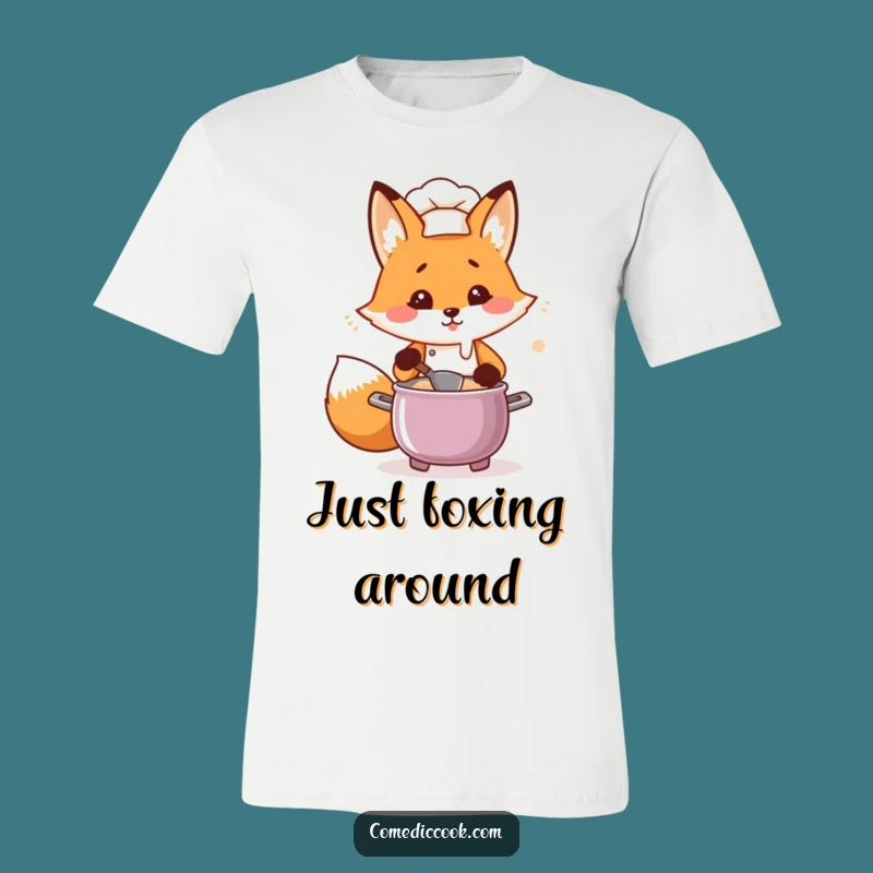 Funny Kawaii Fox Chef T-Shirt - Flustered Cook Stirring Pot, Hilarious Outfit Gift