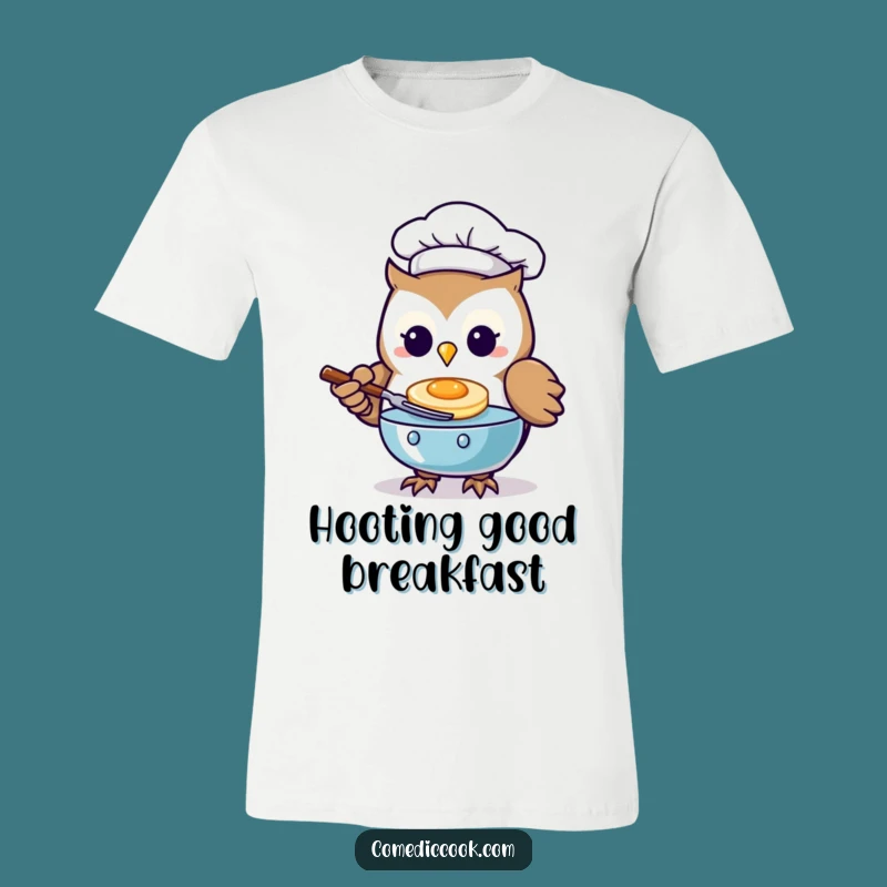 Funny Kawaii Owl Chef T-Shirt: Pancake Master Design, Ideal Funny Gift