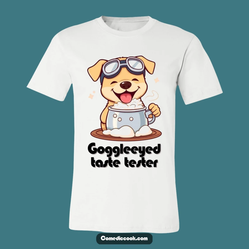 Funny Goggled Dog Tasting Pot T-Shirt: Hilarious & Quirky Tee for Adventurers
