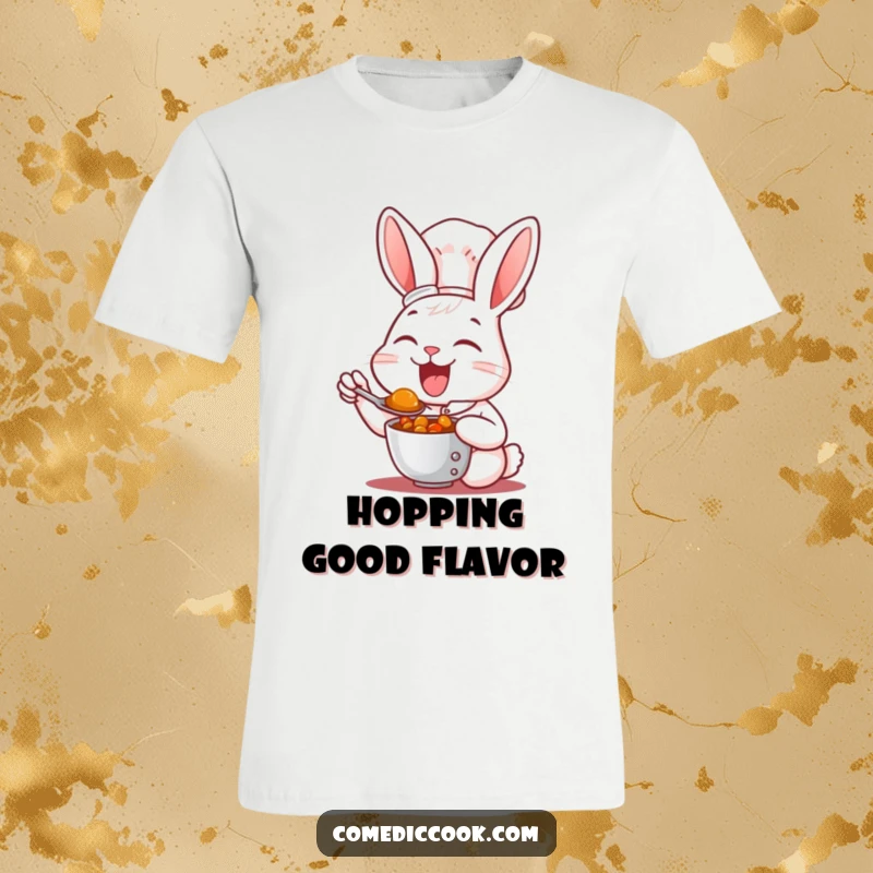 Funny T-Shirt: An ecstatic rabbit chef savors a spoonful of stew, radiating pure cooking joy.