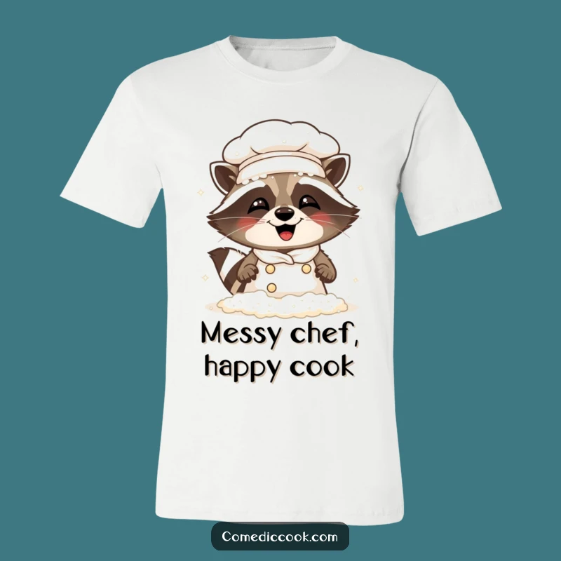 Funny Raccoon Chef T-Shirt: Floury Giggle - Messy Fun Gift