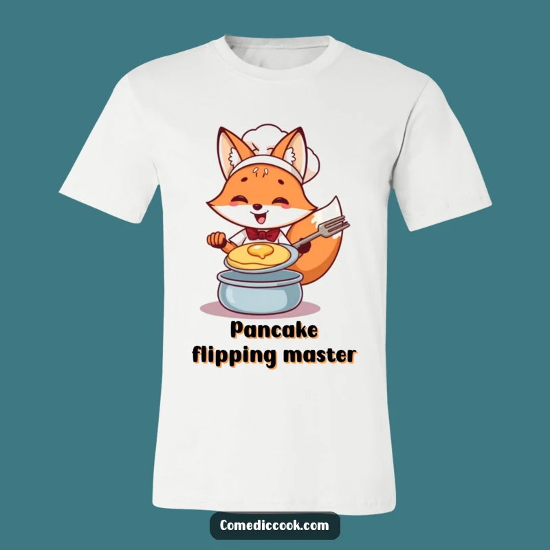 Funny Fox Chef Pancake T-Shirt: Masterful Flipping Action, Great Humorous Gift