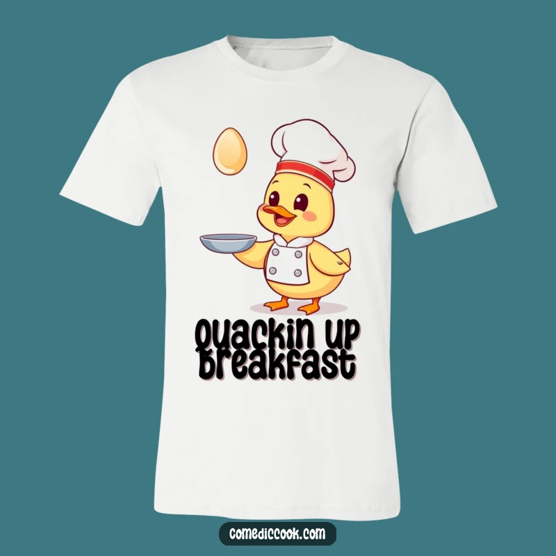 Funny Kawaii Duck Chef T-Shirt - Giggling Cook's Egg Chase, Hilarious Apparel Gift