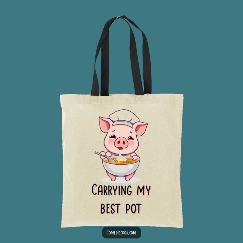 Carry Your Laughs: Funny Pig Chef Soup Tote Bag for Market Day