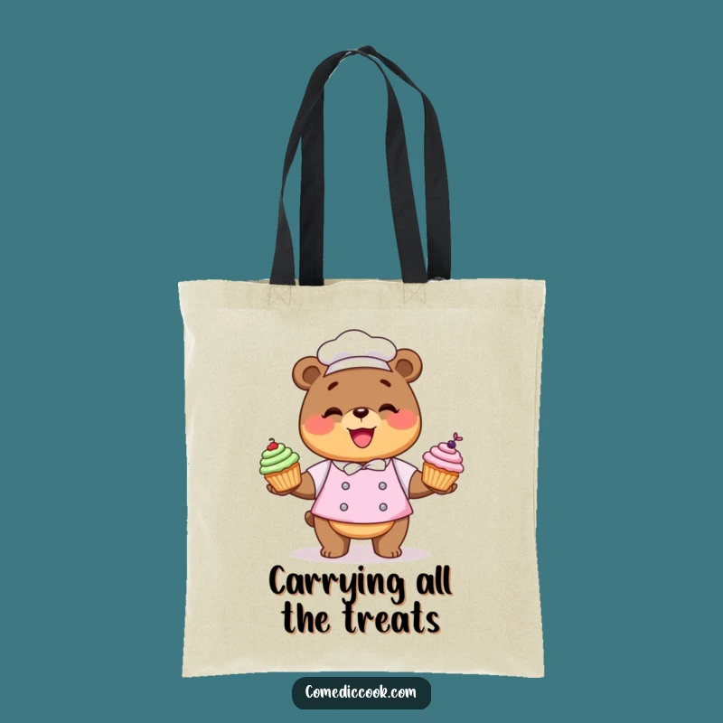 Funny Kawaii Bear Chef Tote Bag: Cupcake Carrier, Practical Funny Gift