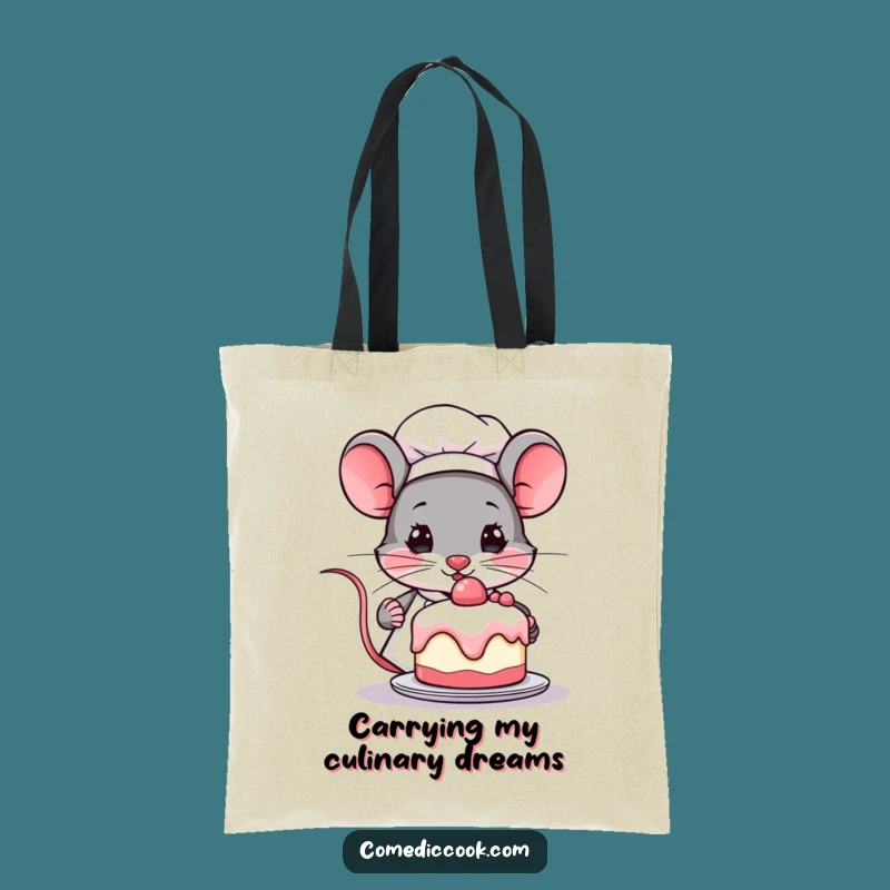 Funny Kawaii Mouse Chef Tote Bag - Cute Determined Baker Carryall, Perfect Funny Gift