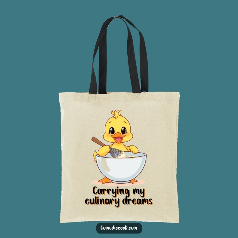 Funny Duckling Baker Tote Bag: Cheerful Whisking Chef Carry-All Gift