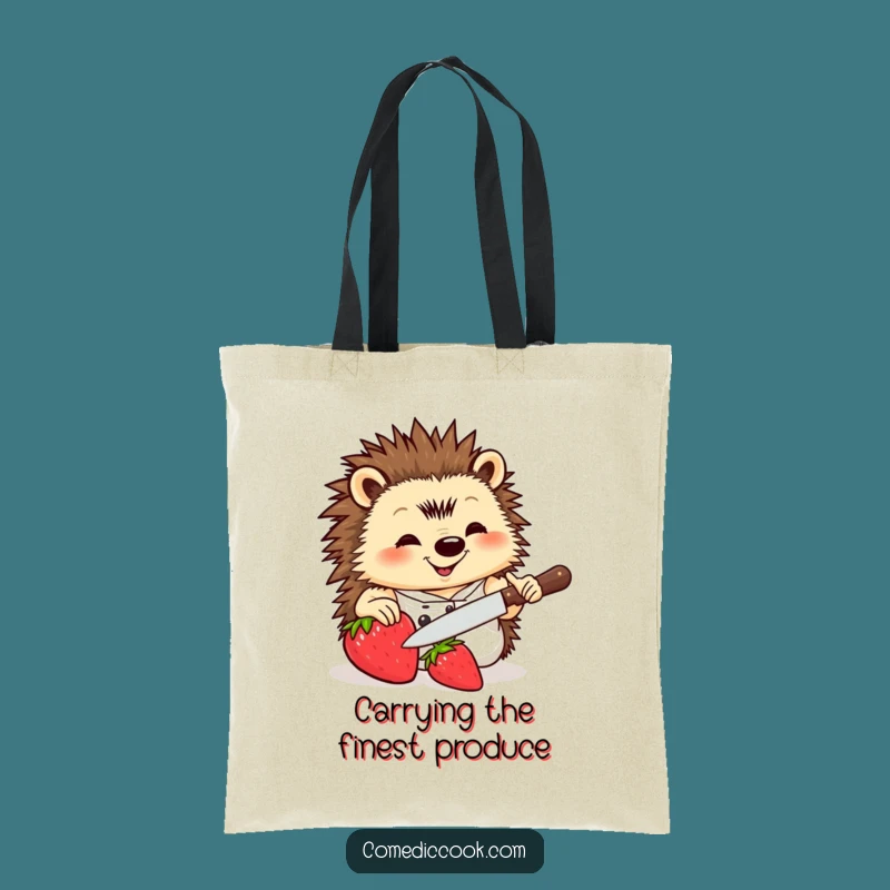 Funny Hedgehog Chef Tote Bag: Stylish and Humorous Grocery Hauling Essential