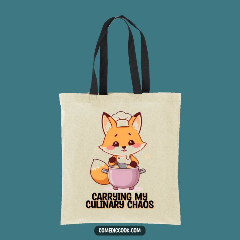 Funny Kawaii Fox Chef Tote Bag - Flustered Cook's Stylish Carry-All, Great Gift