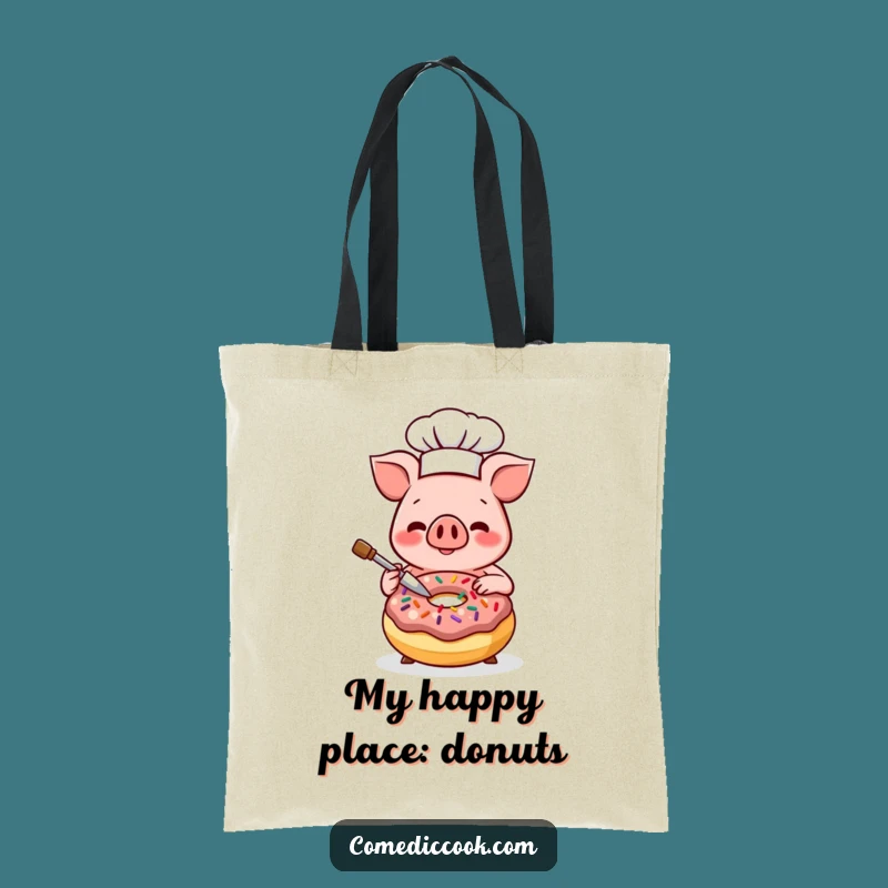 Funny Kawaii Pig Chef Tote Bag - Cute Donut Decorator Carryall, Perfect Funny Gift