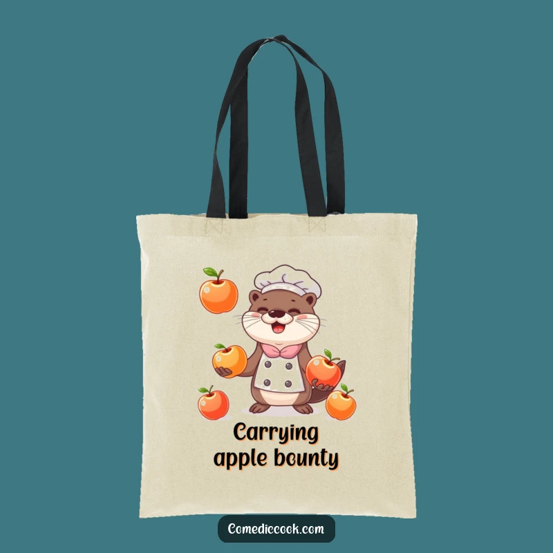 Funny Otter Chef Tote Bag: Juggling Apples Accessory, Hilarious Gift