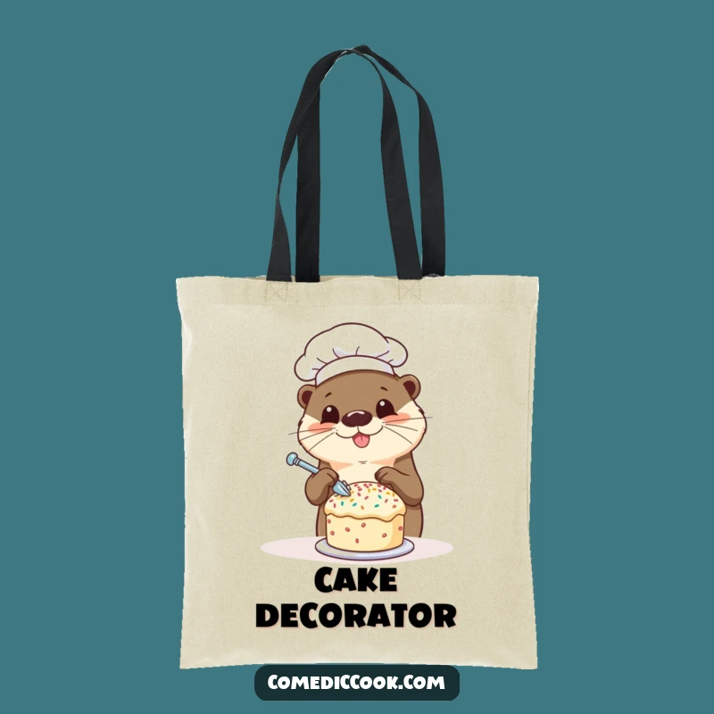 Funny Otter Chef Tote Bag: Sprinkling Cake Design, Durable & Hilarious Carry-All, Perfect Funny Gift!
