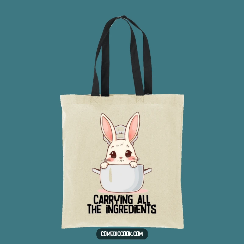 Funny Rabbit Chef Tote Bag: Stylish Culinary Peek, Perfect Humorous Gift for Shoppers