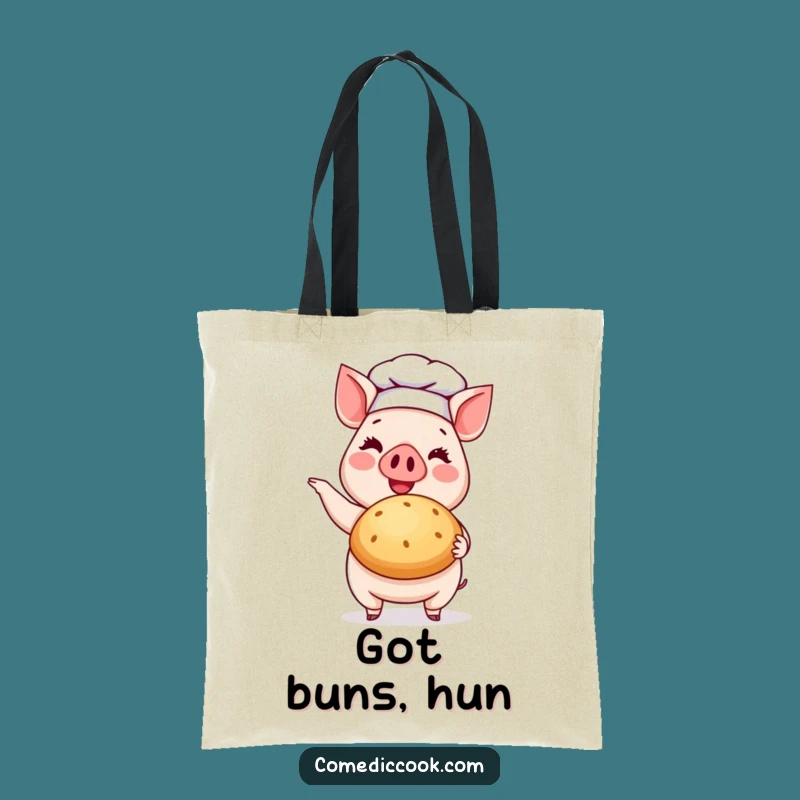 Funny Pig Chef Tote Bag: Cheerful Baker's Bun - Market Gift